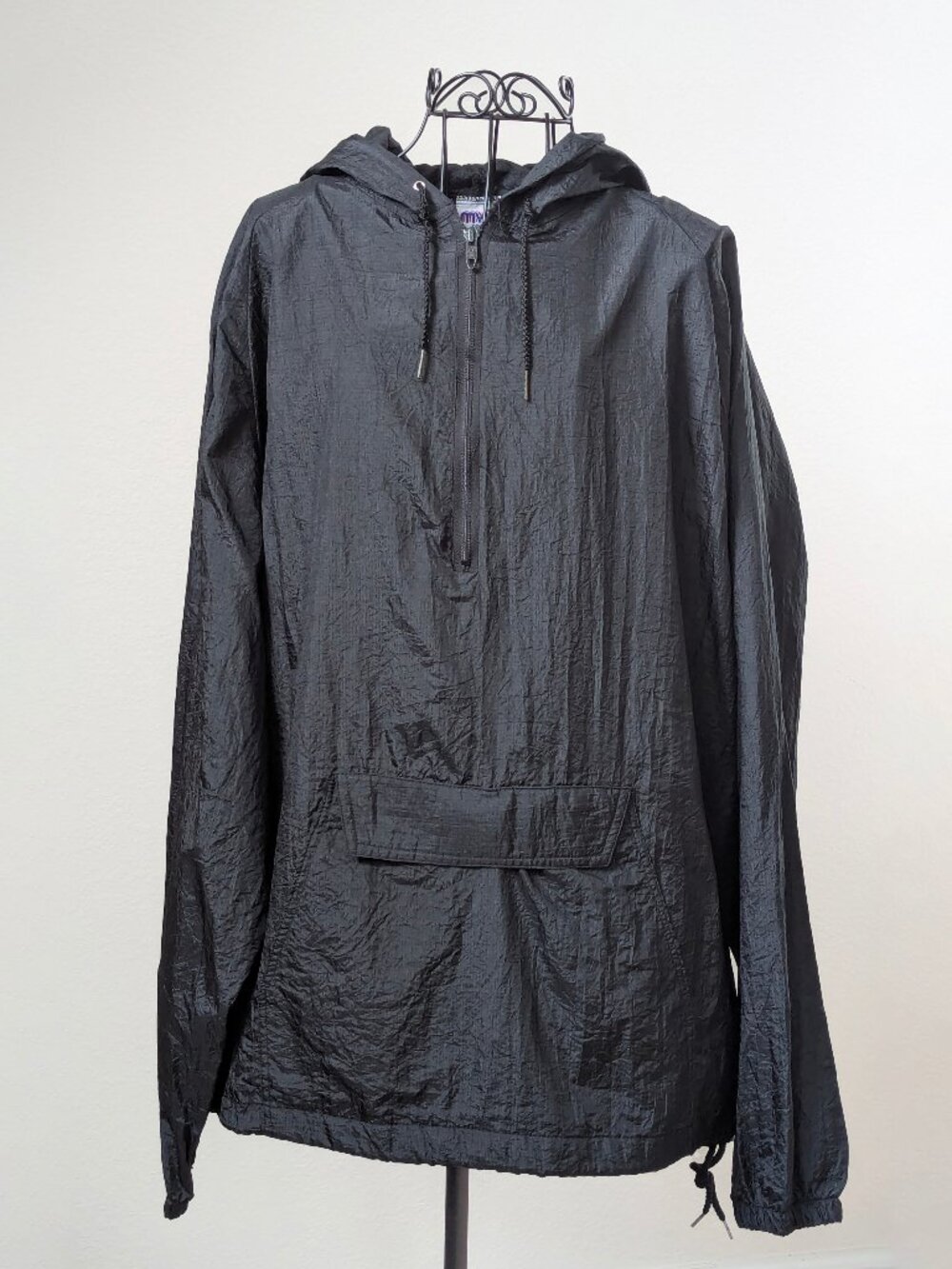 Vintage 1995 BAMMI Cycling Windbreaker MVP Large Black Nylon Anorak Jacket